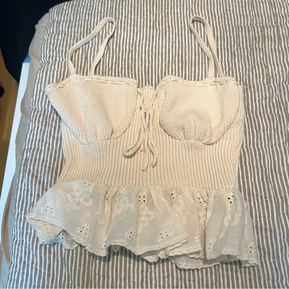 Zara Cream Knit Crop Top
